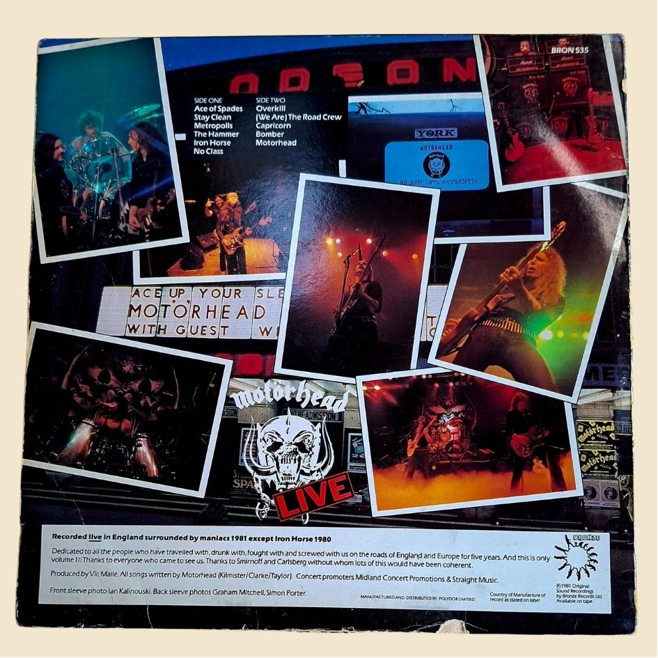 Motorhead: No Sleep 'til Hammersmith "LIVE" Vinyl Album 1981 With Ticket Stub