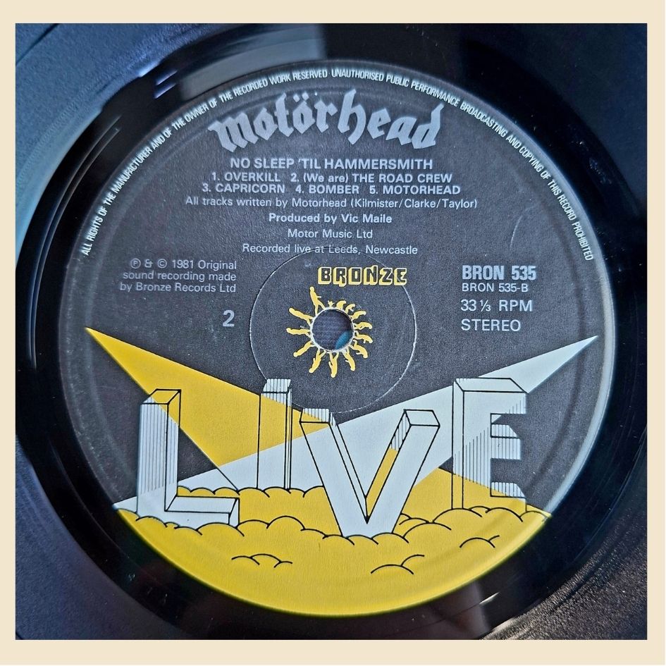 Motorhead: No Sleep 'til Hammersmith "LIVE" Vinyl Album 1981 With Ticket Stub