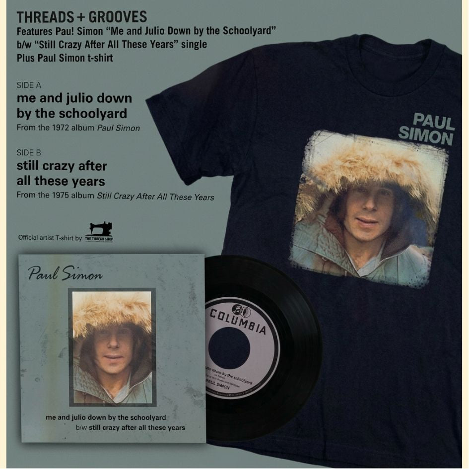 Paul Simon: Me And Julio Down By The School Yard 7" Single & T-Shirt Bundle