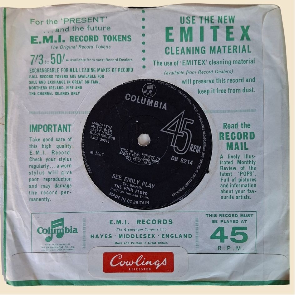 Pink Floyd: See Emily Play / Scarecrow 1967 7" 45RPM Vinyl Record Solid Centre