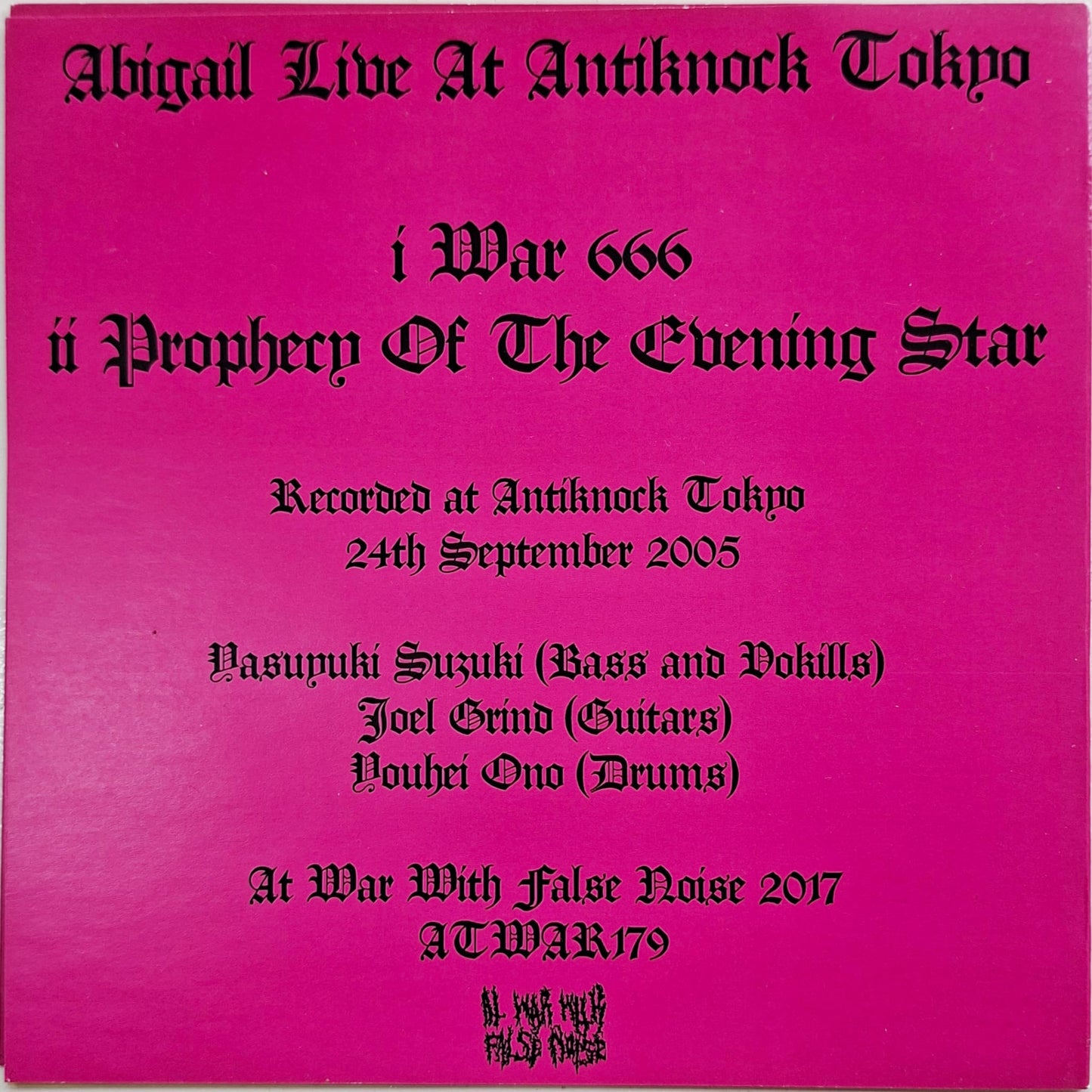 Abigail: Live At Antiknock Tokyo Flexi 7" Record