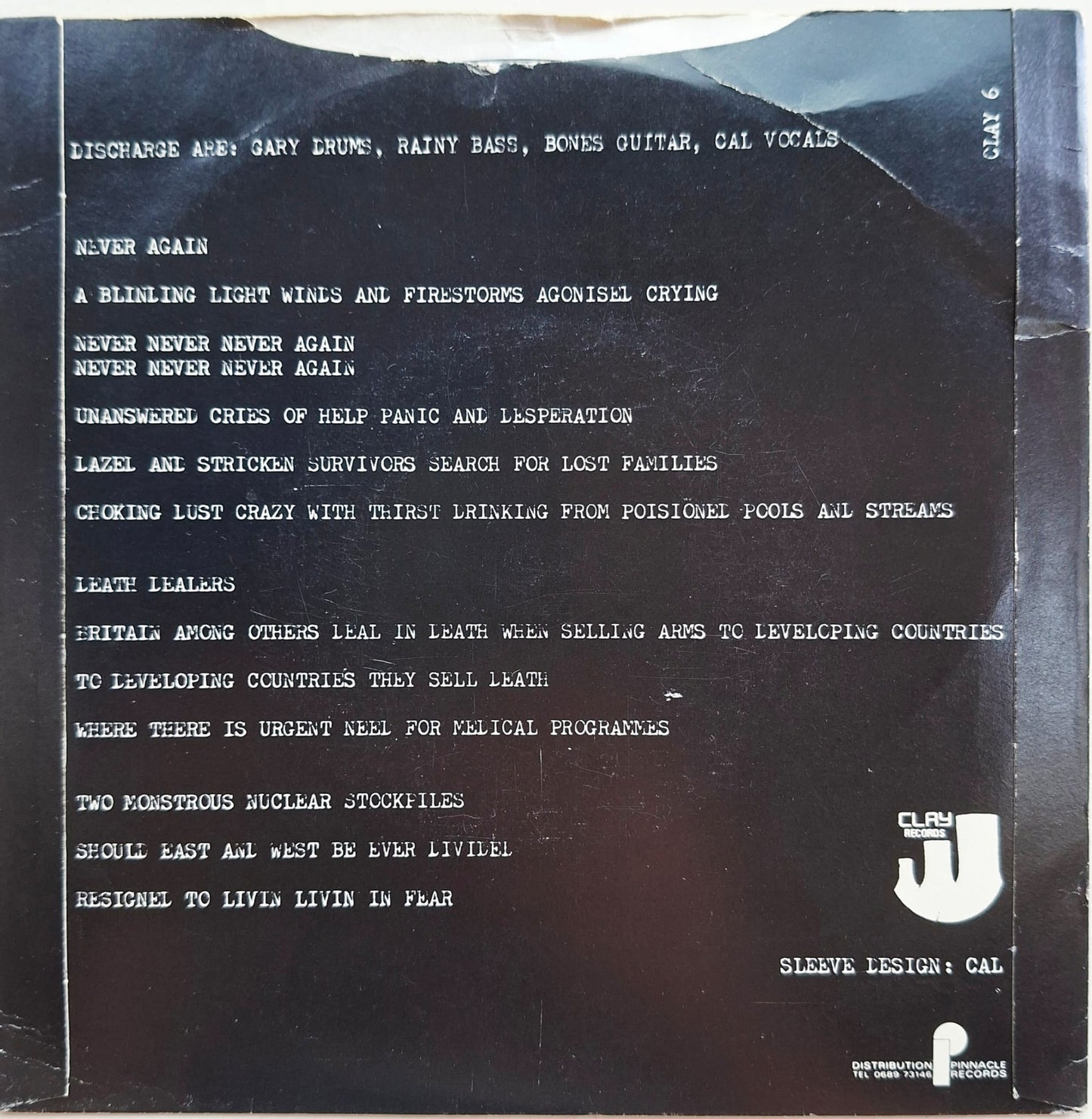 Discharge: Never Again 7" Vinyl Record