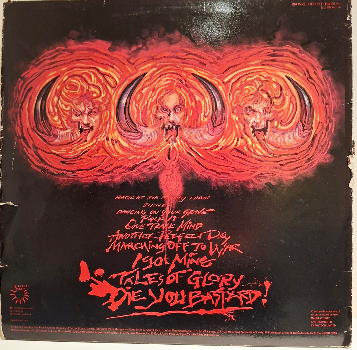 Motorhead: Another Perfect Day Vinyl Album With Ticket Stubbs 1st Pressing